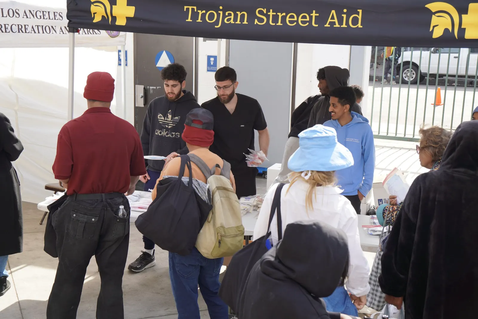 Volunteers at the Trojan Street Aid tent on Humanitarian Day